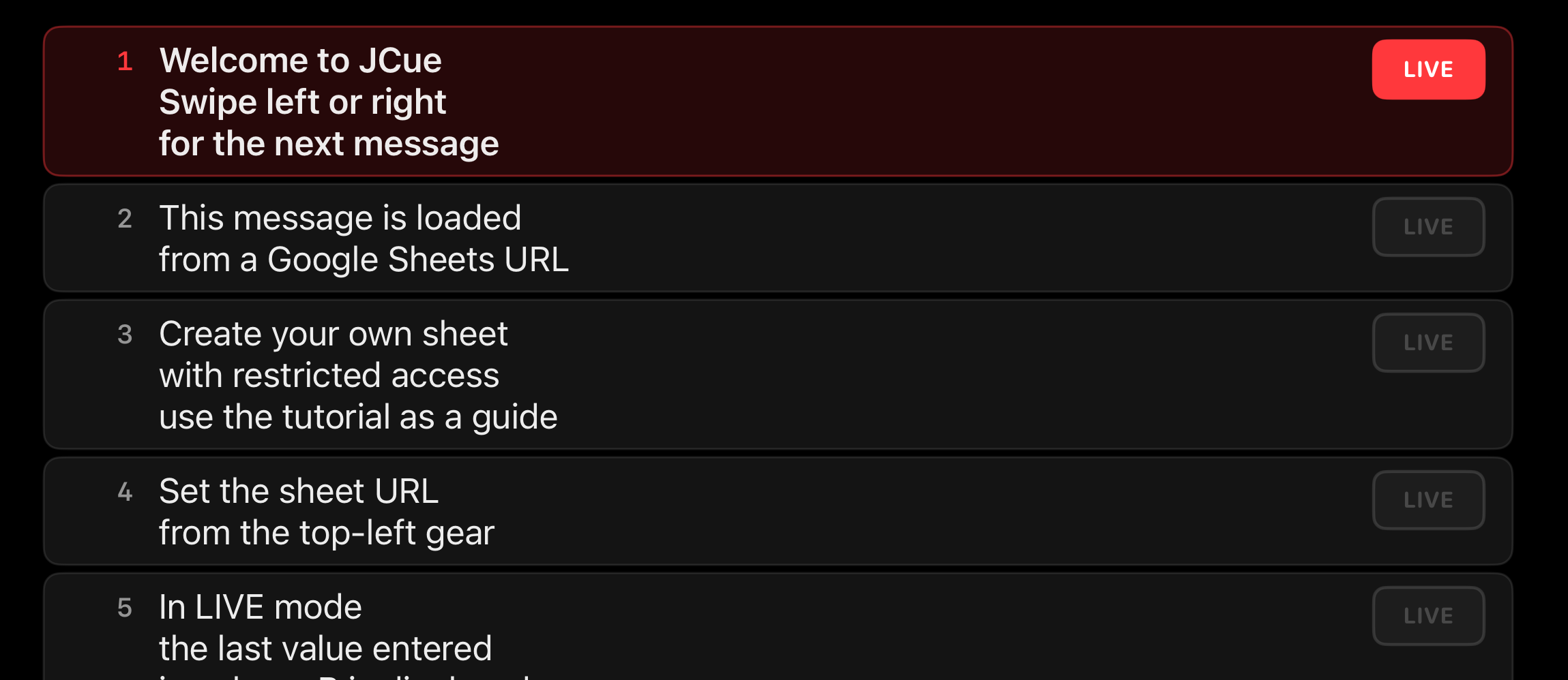 Message list