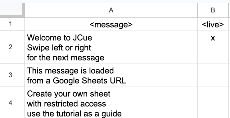 Google Sheets cue list